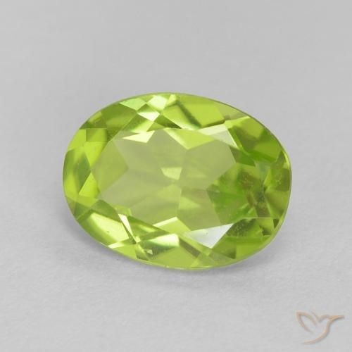 1.11 ct Green Peridot Stone, Natural Peridot in Oval Facet Shape for Sale