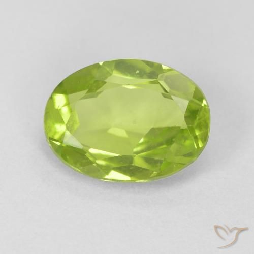 1.10ct Natural Bright Green Peridot, Oval, VVS-VS