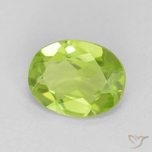 1.09 ct Green Peridot Stone, Natural Peridot in Oval Facet Shape for Sale