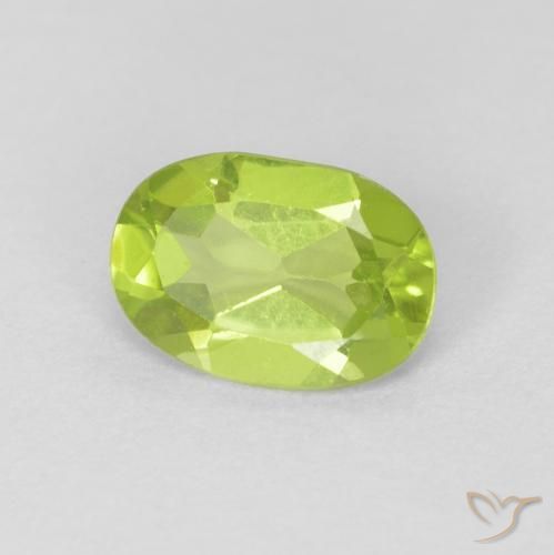 0.76 ct Green Peridot Stone, Natural Peridot in Oval Facet Shape for Sale