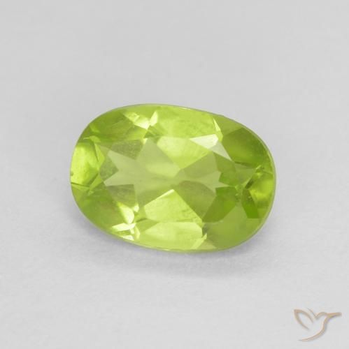 0.86 ct Green Peridot Stone, Natural Peridot in Oval Facet Shape for Sale