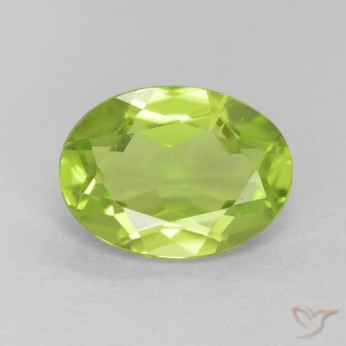 1.28ct Natural Bright Green Peridot, Oval, VS, Photo A