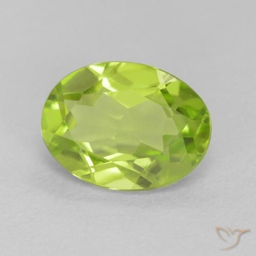 1.28 ct Green Peridot Stone, Natural Peridot in Oval Facet Shape for Sale