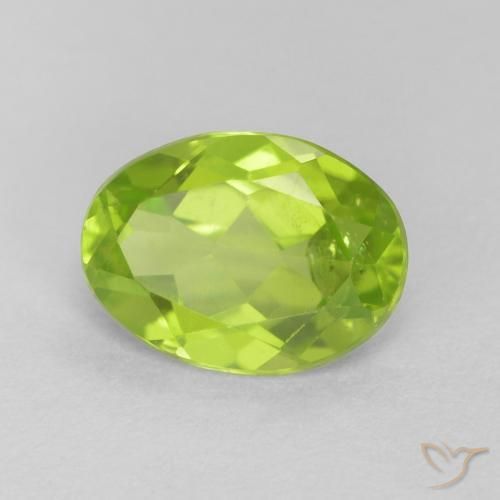 1.13 ct Green Peridot Stone, Natural Peridot in Oval Facet Shape for Sale