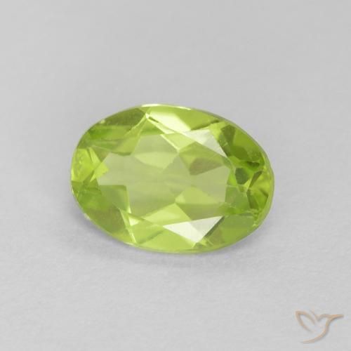 0.73 ct Green Peridot Stone, Natural Peridot in Oval Facet Shape for Sale