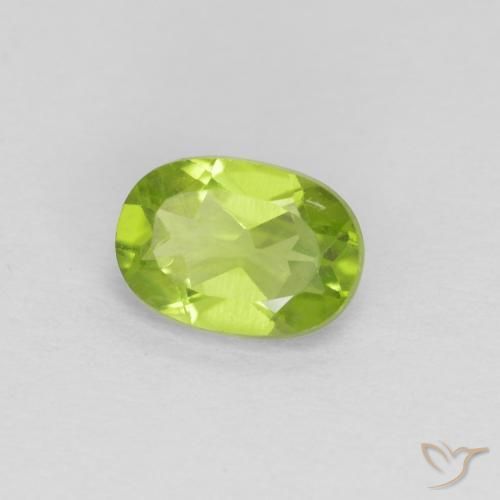 0.92 ct Green Peridot Stone, Natural Peridot in Oval Facet Shape for Sale