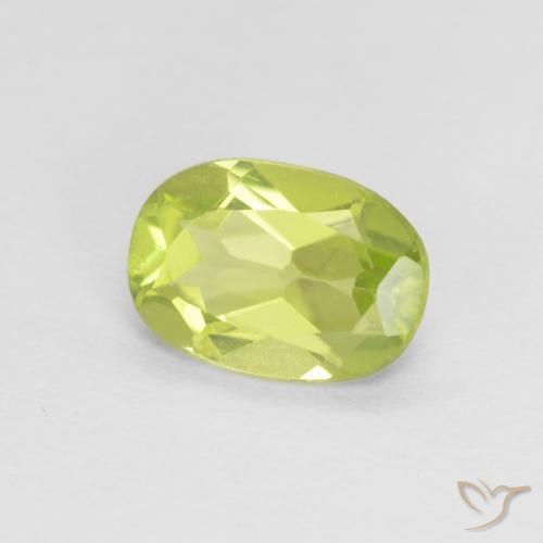 0.77 ct Green Peridot Stone, Natural Peridot in Oval Facet Shape for Sale