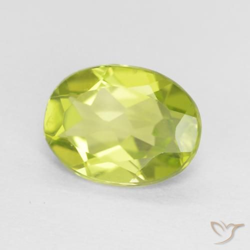 1.18 ct Green Peridot Stone, Natural Peridot in Oval Facet Shape for Sale