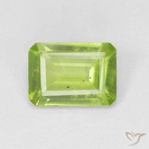 0.87ct Natural Medium Green Peridot, Emerald Cut, VS