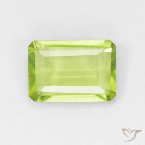 0.87ct Natural Bright Green Peridot, Emerald Cut, VS