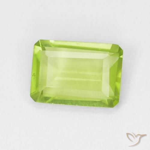 0.87 ct Green Peridot Stone, Natural Peridot in Octagon Step Cut Shape for Sale