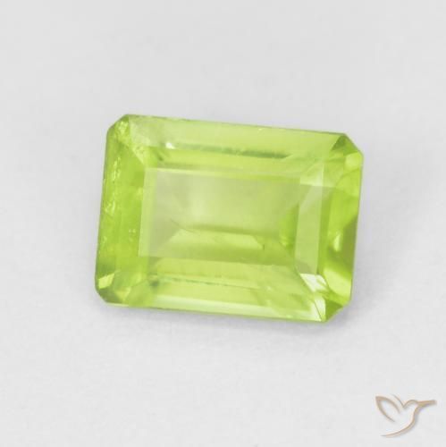 0.98 ct Green Peridot Stone, Natural Peridot in Octagon Step Cut Shape for Sale