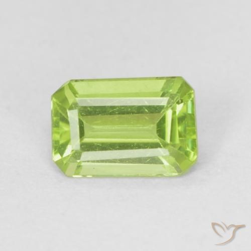 0.56ct Natural Medium Green Peridot, Emerald Cut, VVS