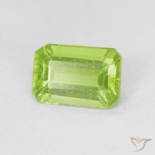 0.56 ct Green Peridot Stone, Natural Peridot in Octagon Step Cut Shape for Sale