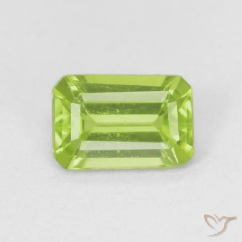 0.60ct Natural Lively Green Peridot, Emerald Cut, VVS