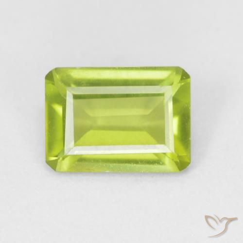 0.84ct Natural Bright Green Peridot, Emerald Cut, VVS