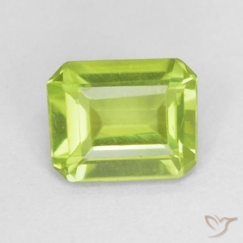 0.78ct Natural Bright Green Peridot, Emerald Cut, VVS