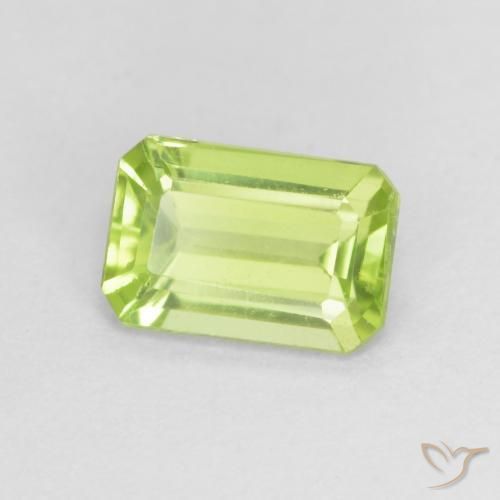 0.55 ct Green Peridot Stone, Natural Peridot in Octagon Step Cut Shape for Sale