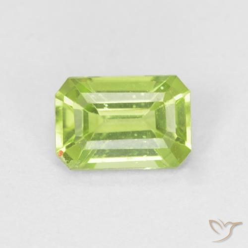 0.52ct Natural Light Lively Green Peridot, Emerald Cut, VVS