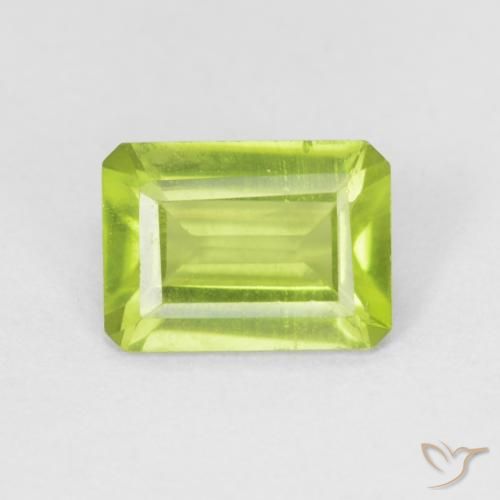 0.88ct Natural Bright Green Peridot, Emerald Cut, VVS