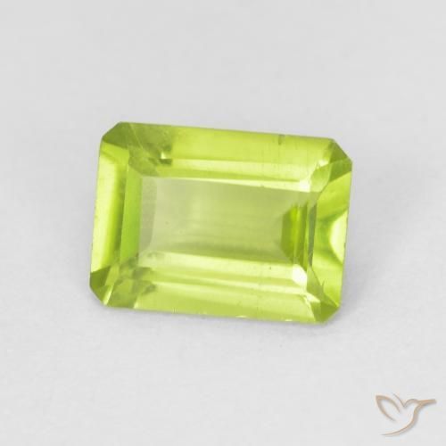 0.88 ct Green Peridot Stone, Natural Peridot in Octagon Step Cut Shape for Sale