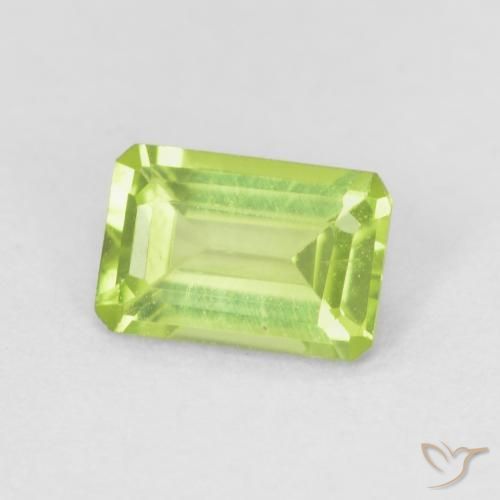 0.56 ct Green Peridot Stone, Natural Peridot in Octagon Step Cut Shape for Sale