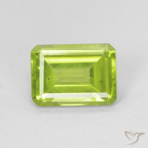 1.04ct Natural Bright Green Peridot, Emerald Cut, VS