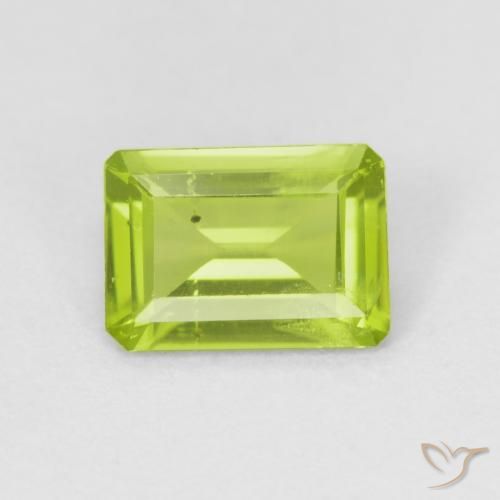 0.79ct Natural Bright Green Peridot, Emerald Cut, VS