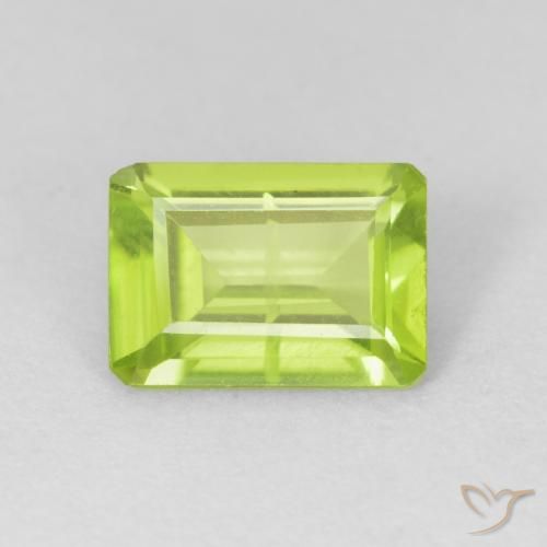 0.95ct Natural Bright Green Peridot, Emerald Cut, VS