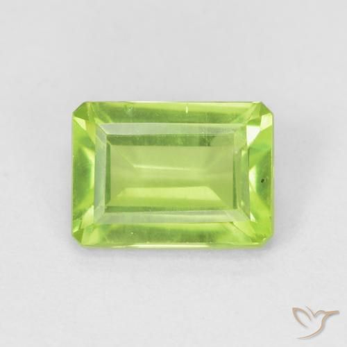1.09ct Natural Bright Green Peridot, Emerald Cut, VS