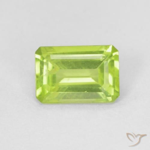 0.56ct Natural Bright Green Peridot, Emerald Cut, VS
