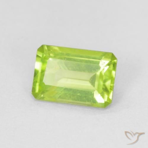 0.56 ct Green Peridot Stone, Natural Peridot in Octagon Step Cut Shape for Sale