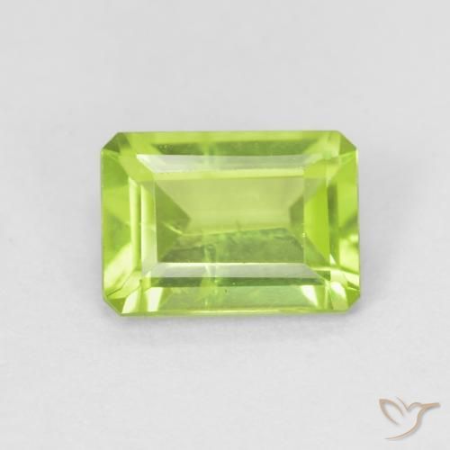 0.97ct Natural Bright Green Peridot, Emerald Cut, VS