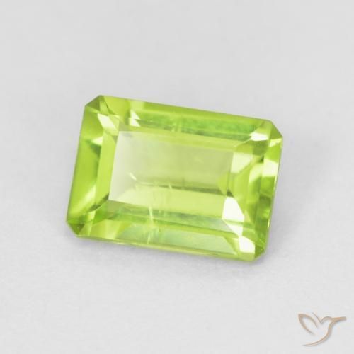 0.97 ct Green Peridot Stone, Natural Peridot in Octagon Step Cut Shape for Sale