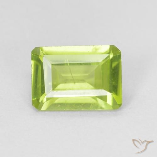 0.97ct Natural Bright Green Peridot, Emerald Cut, VS