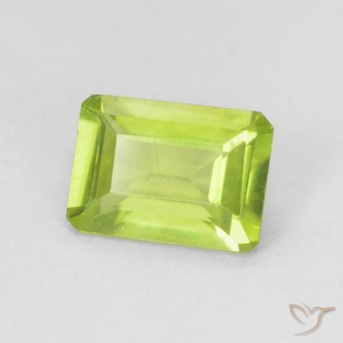 0.97 ct Green Peridot Stone, Natural Peridot in Octagon Step Cut Shape for Sale