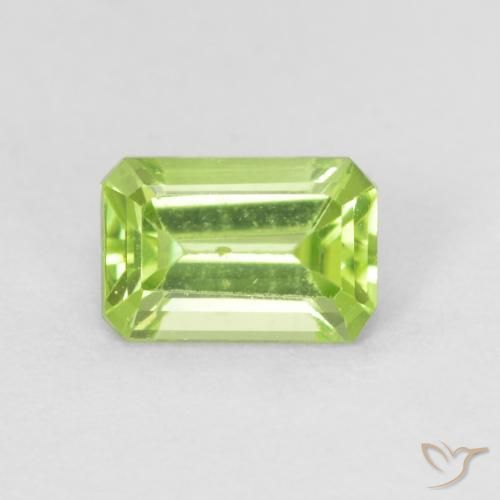 0.62ct Natural Light Lively Green Peridot, Emerald Cut, VS
