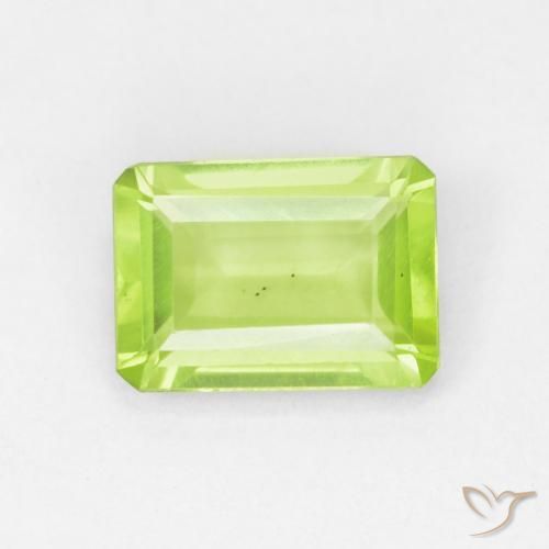 0.96ct Natural Medium Green Peridot, Emerald Cut, VVS