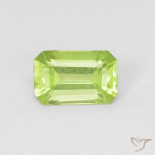 0.51ct Natural Light Green Peridot, Emerald Cut, VVS