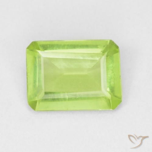 0.67ct Natural Light Green Peridot, Emerald Cut, VVS