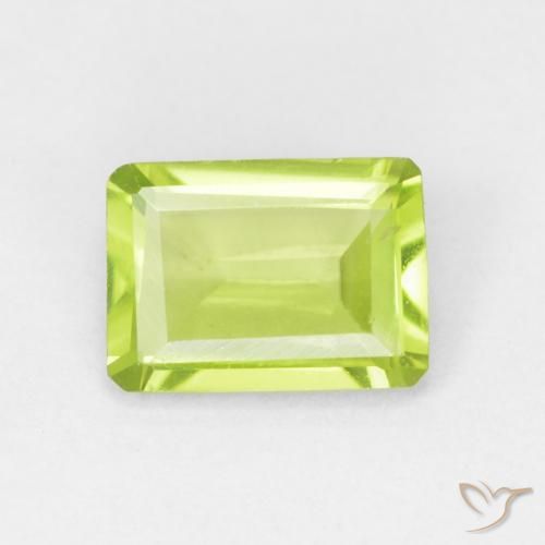 0.90ct Natural Bright Green Peridot, Emerald Cut, VVS