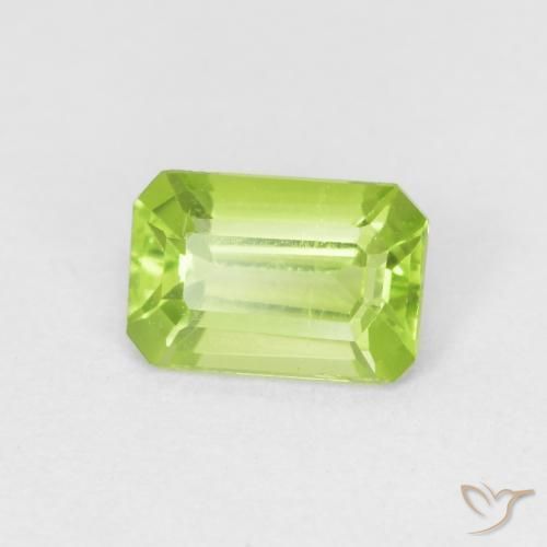 0.55 ct Green Peridot Stone, Natural Peridot in Octagon Step Cut Shape for Sale