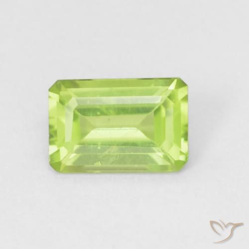 0.58ct Natural Light Lively Green Peridot, Emerald Cut, VVS