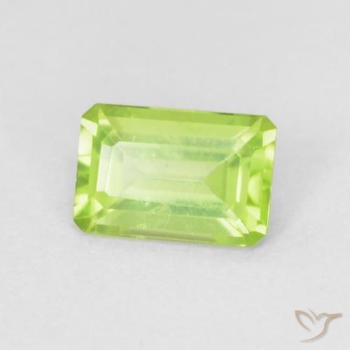 0.58 ct Green Peridot Stone, Natural Peridot in Octagon Step Cut Shape for Sale