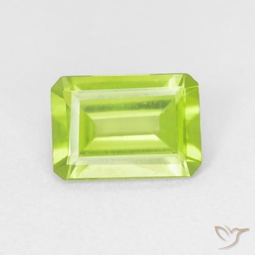 0.88ct Natural Bright Green Peridot, Emerald Cut, VVS