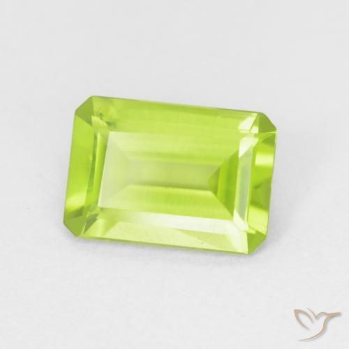 0.88 ct Green Peridot Stone, Natural Peridot in Octagon Step Cut Shape for Sale