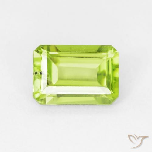 1.06ct Natural Bright Green Peridot, Emerald Cut, VS