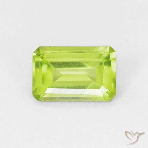 0.57ct Natural Bright Green Peridot, Emerald Cut, VVS-VS
