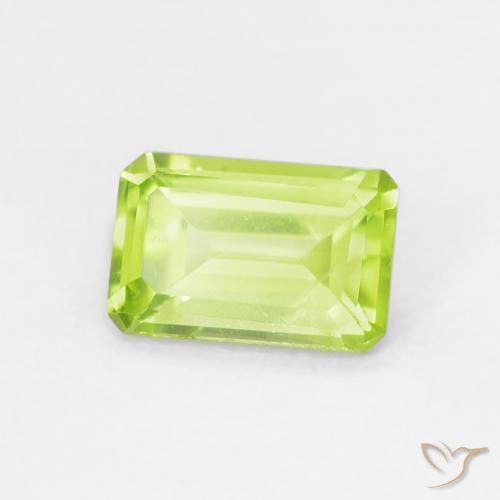 0.57 ct Green Peridot Stone, Natural Peridot in Octagon Step Cut Shape for Sale