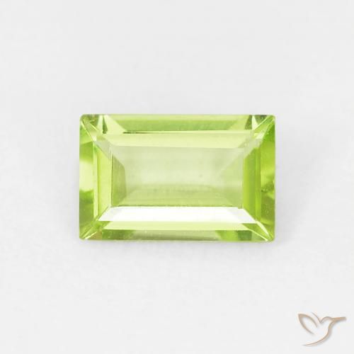 0.52ct Natural Bright Green Peridot, Baguette, VVS-VS